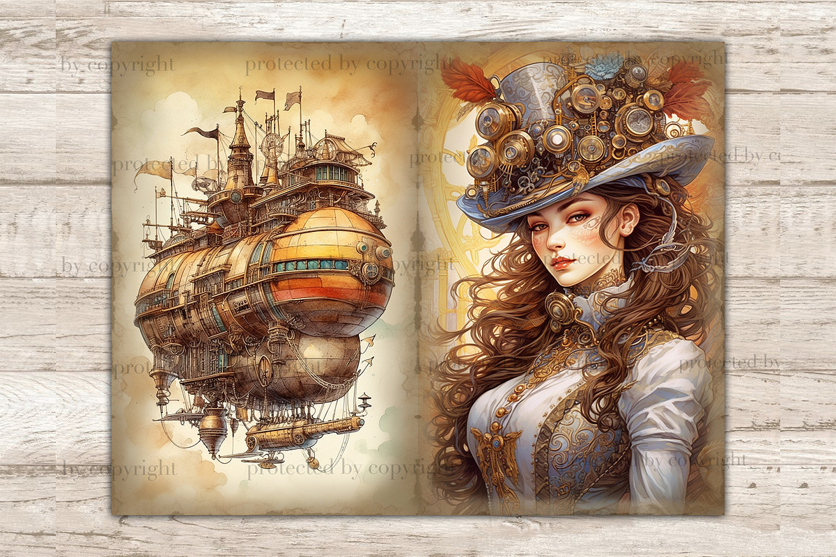 Steampunk Junk Journal Kit Ephemera, a Person Illustration by GlamArtZhanna (Photo 3 of 9)