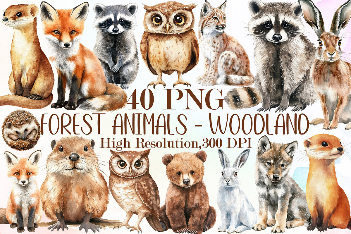 Watercolor Forest Animals - Woodland, an Illustration by Sublimation Artist (Photo 1 of 6)