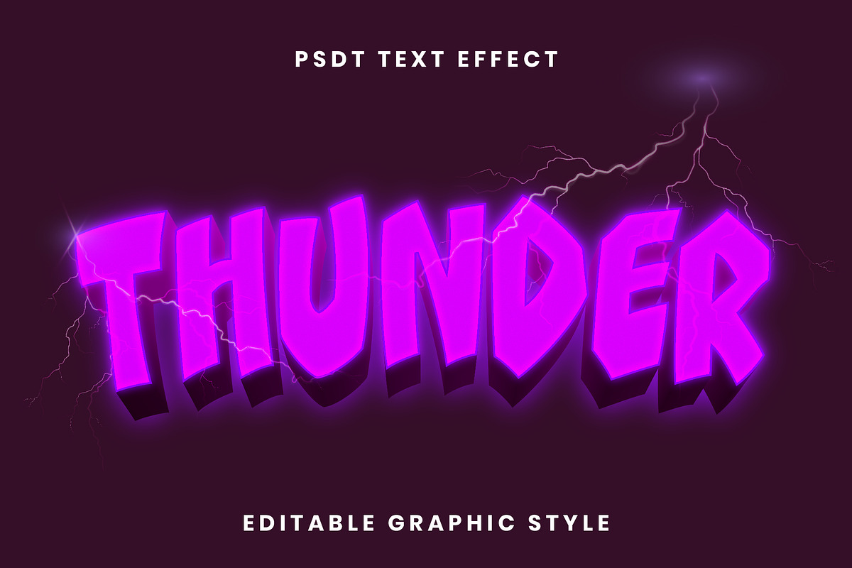 Neon Thunder Bold 3D Text Effect