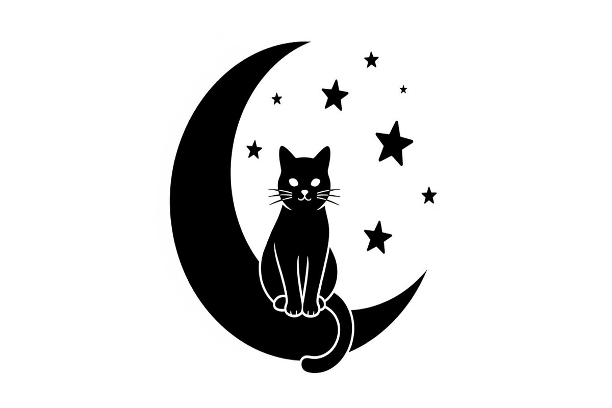 50 Cat Moon Silhouette Vector Bundle, an Illustration by jahid234 (Photo 23 of 51)