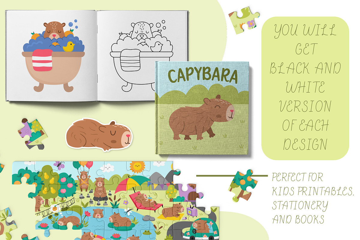 Capybara clipart, patterns, designs, an Animal Illustration by Lexi Claus (Photo 7 of 8)