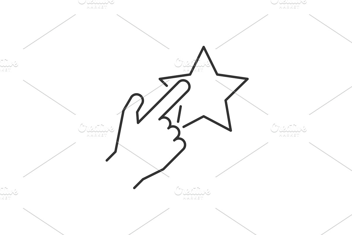 Finger point to the rating star, an Outline Icon by Saggitarius