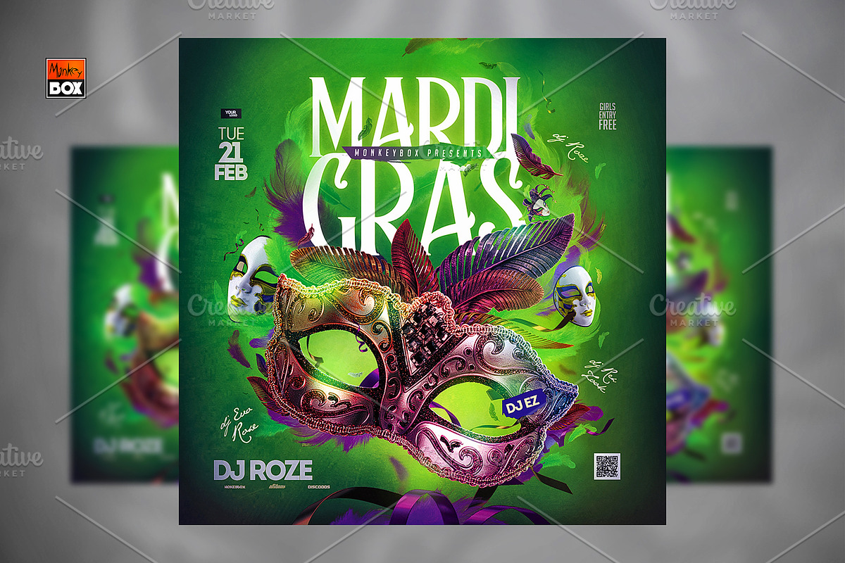 Flyer Mardi Gras, a Flyer Template by MonkeyBOX (Photo 1 of 3)