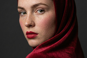 Mysterious Woman in Red Velvet, a Person Photo by Virgo Studio