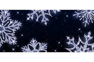 Silver snowflakes sparkling on black, an Illustration by art PVP - market