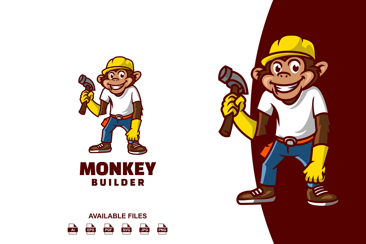 Monkey Builder Mascot Logo, a Design Template by artchiles_design