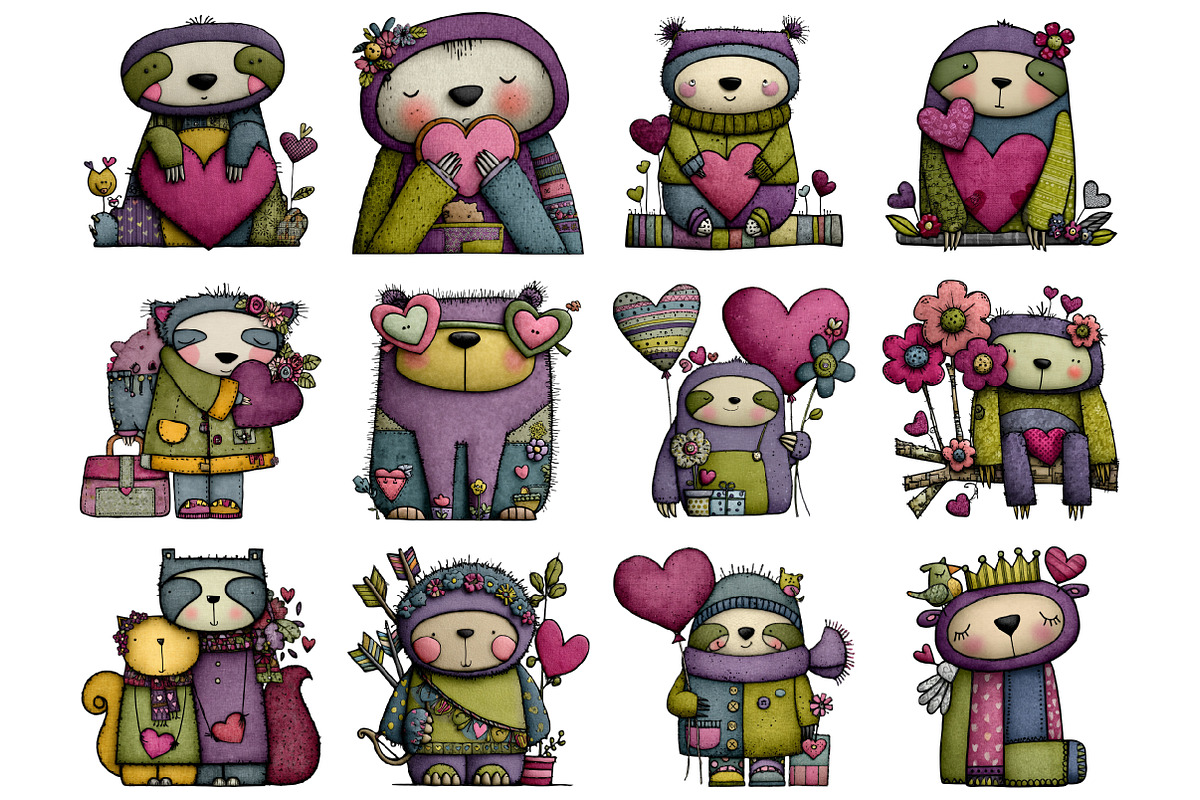Valentine's Whimsical Sloth Clipart, a Graphic by CitraGraphics (Photo 4 of 4)