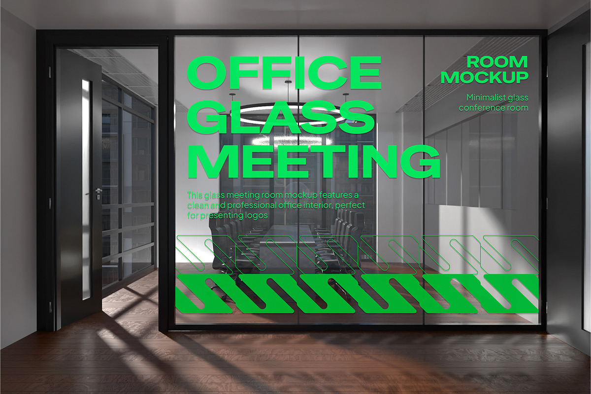 Office Glass Meeting Room Mockup, an Advertising Mockup by Permadi Creative (Photo 3 of 5)