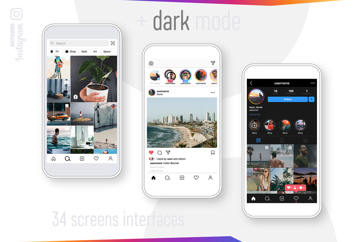 Instagram Screen Interfaces, a Social Media Template by karnofff (Photo 3 of 7)