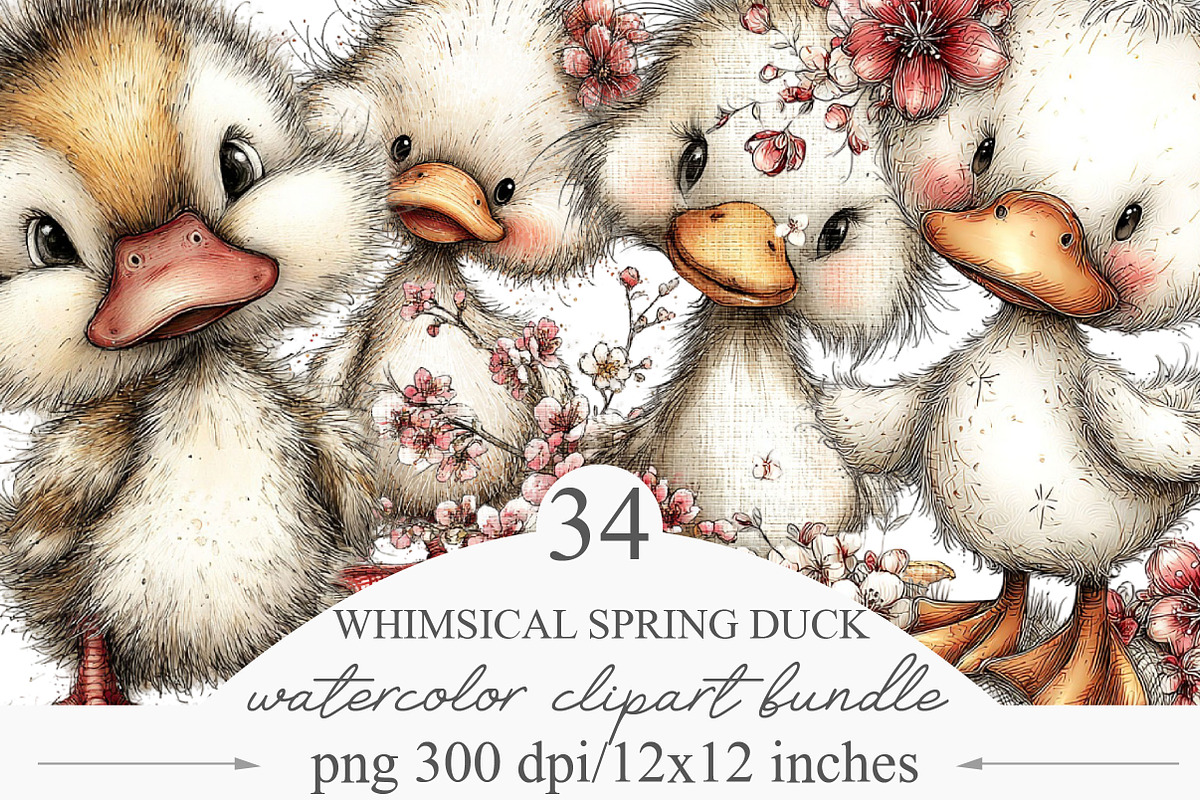 Whimsical Spring Duck Clipart, an Illustration by Designking (Photo 1 of 5)