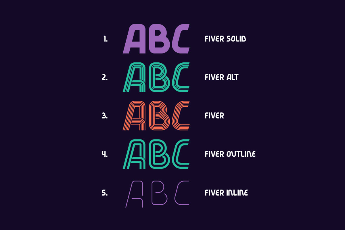 Fiver 5 fonts family, a Symbol Font by Gleb Guralnyk (Photo 2 of 7)