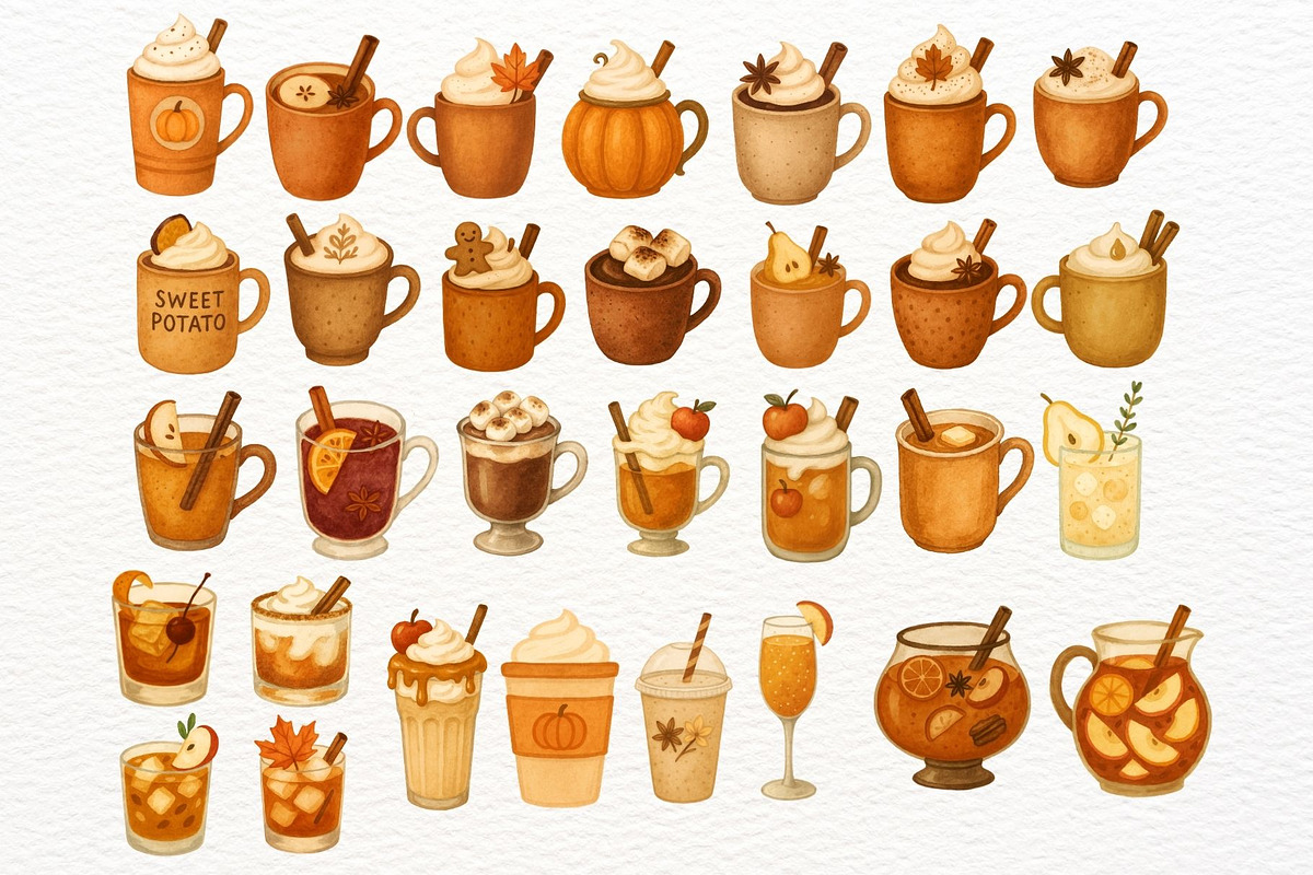 Watercolor Fall Drink and Desserts, an Illustration by Nicolle's Colorful Art (Photo 4 of 7)