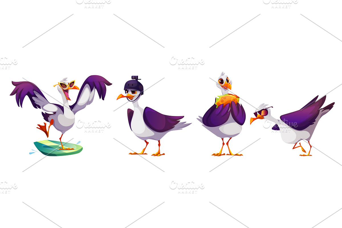 Cartoon seagull character, an Animal Illustration by art PVP - market