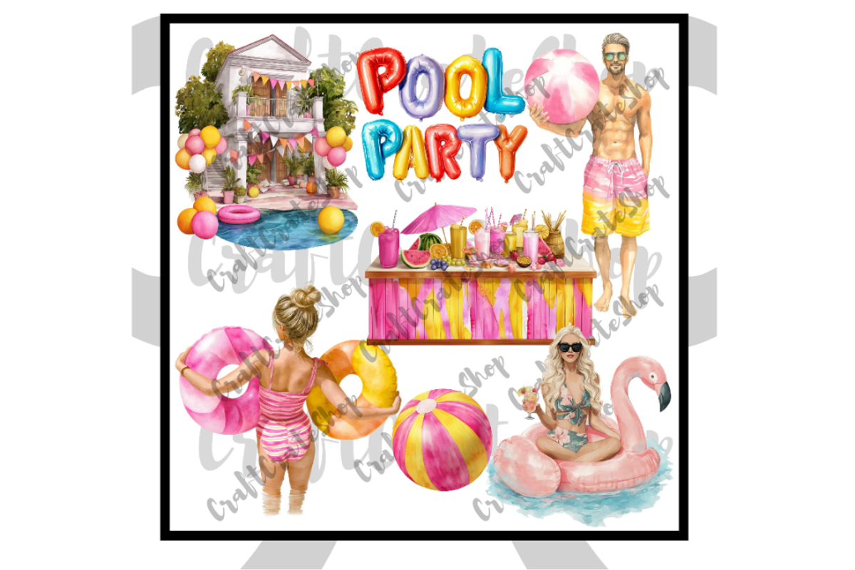 Watercolor Pool Party Clipart, an Illustration by CraftCrateShop (Photo 5 of 7)
