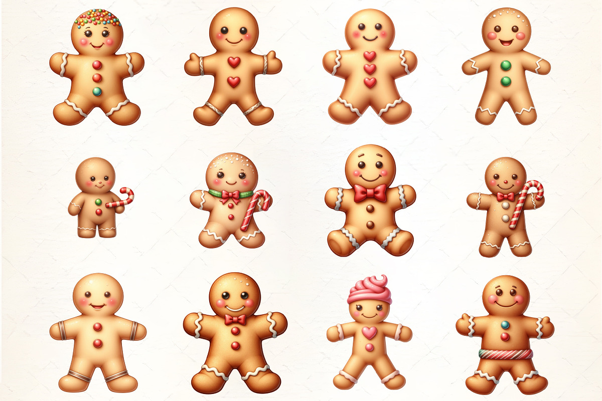 Holiday Gingerbread Man Clipart, an Illustration by CrexoraLab (Photo 2 of 5)