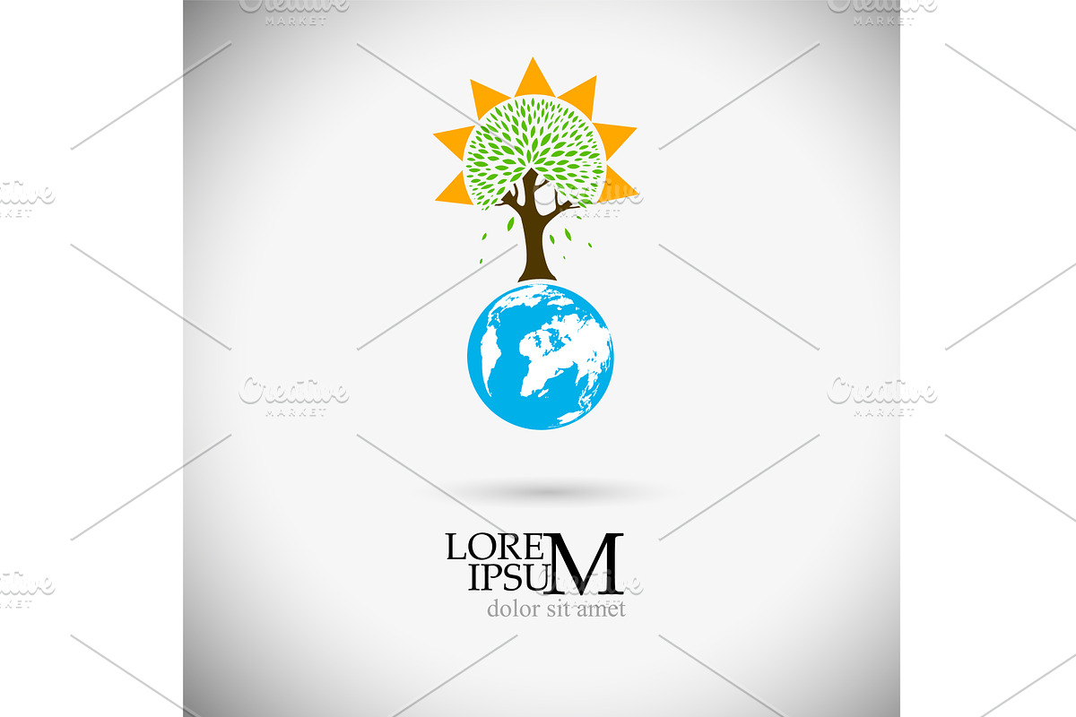 Logo nature tree and sun. Not AI, an Object Illustration by Nenahliadava Design