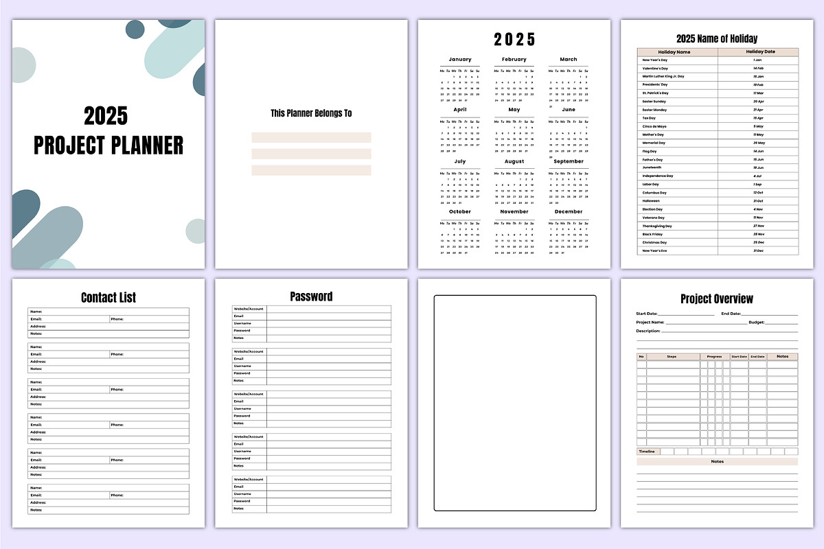 2025 Project Planner Canva Template, a Stationery Template by Mustafiz (Photo 2 of 4)