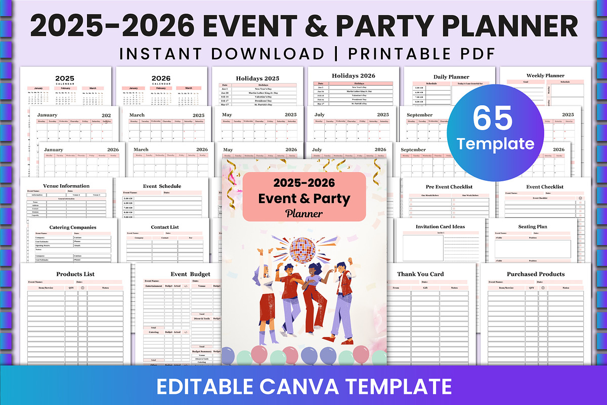 2025-2026 Event & Party Planner KDP, a Stationery Template by Shumaya (Photo 1 of 7)