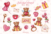 Cute kitties and teddy bears clipart, an Animal Illustration by Peviotadesign (Thumbnail 4 of 11)