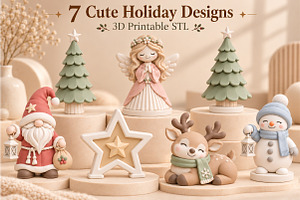 Cute Christmas Family 3D STL