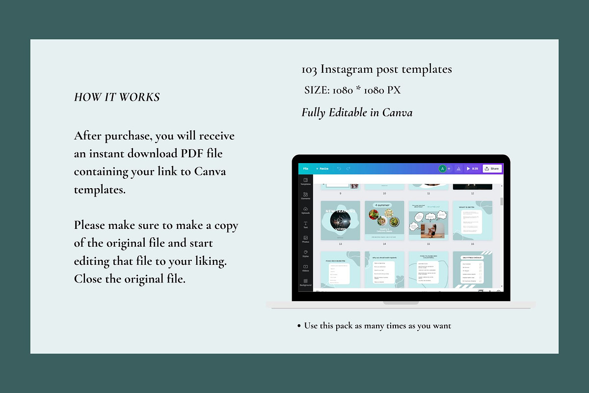 Fitness Instagram Post Template, a Social Media Template by Deepa Template Studio (Photo 9 of 9)