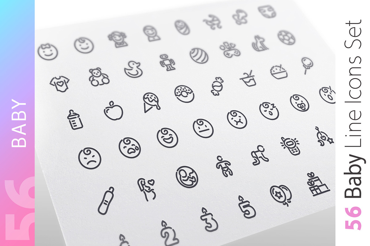 Baby Line Icons Set, an Outline Icon by Voysla's Shop (Photo 1 of 5)