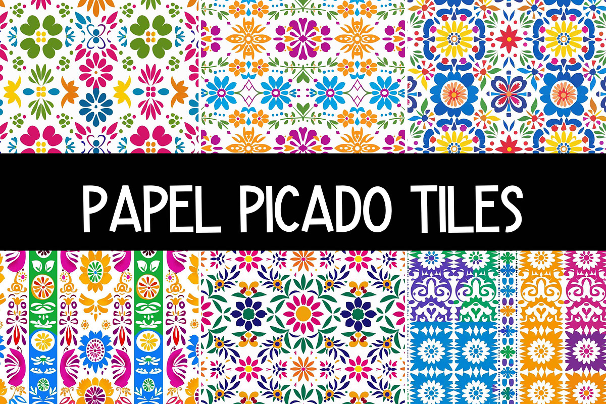 Mexican Papel Picado Patterns, a Pattern Graphic by Pattern Whimsy (Photo 1 of 5)
