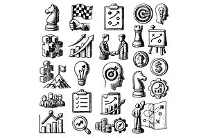 Business Strategy Icons Set, an Object Graphic by nikagraphic