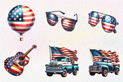 Watercolor American Flag Clipart, an Illustration by CreationArt (Thumbnail 9 of 9)