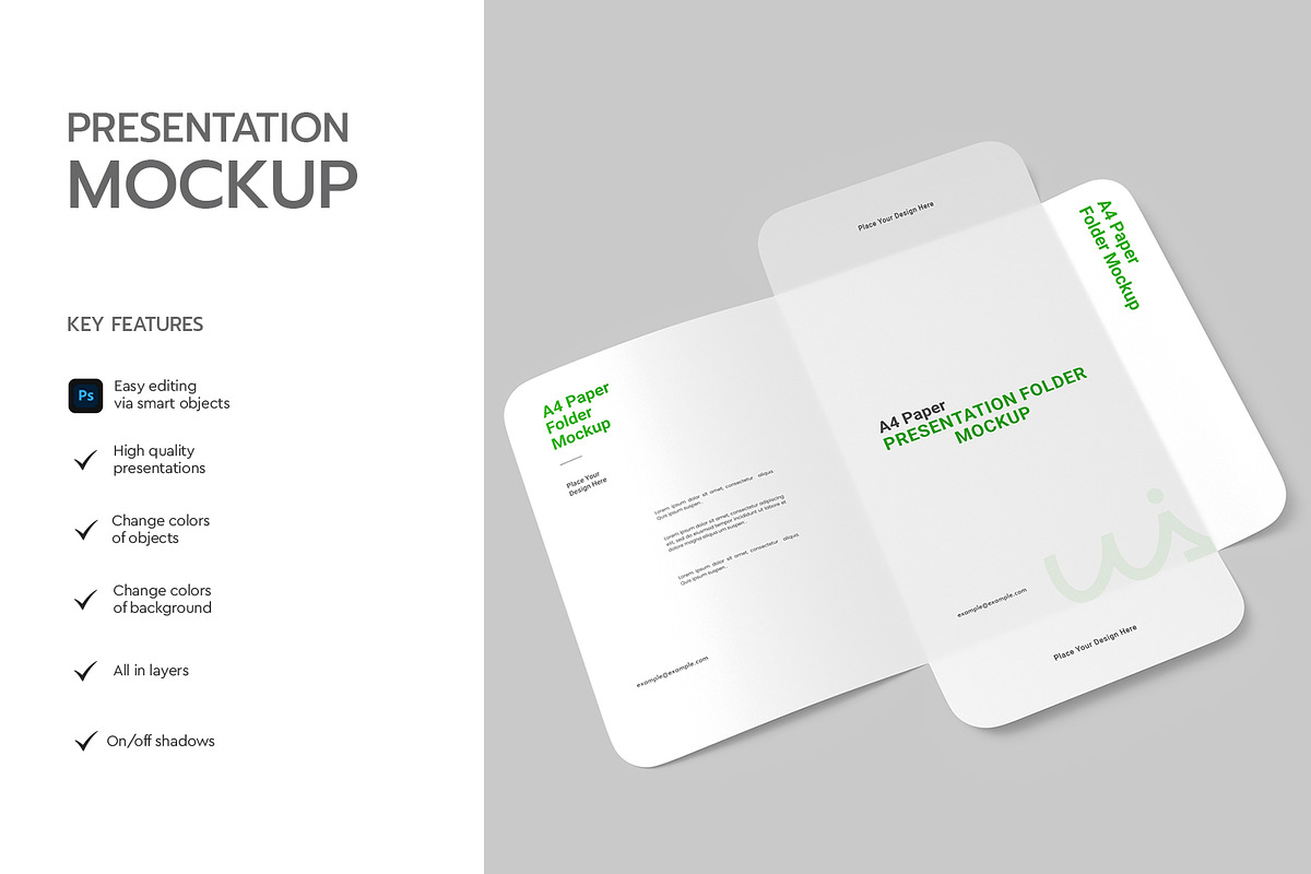 A4 Paper Presentation Folder Mockup, an Advertising Mockup by graphypix