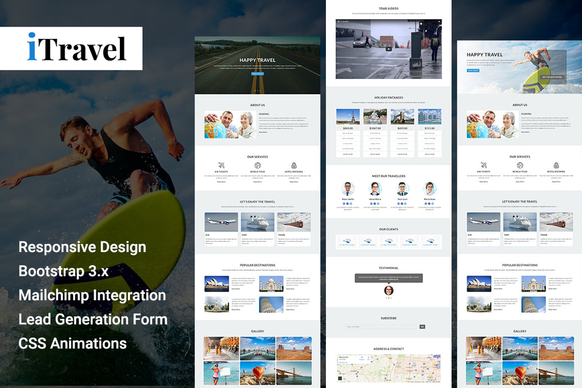 iTravel - Html Landing Page Template, a Bootstrap Template by Pennyblack Templates (Photo 1 of 4)