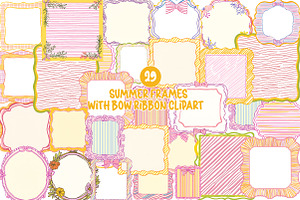Summer Frames With Bow Ribbon PNG, an Illustration by SinaCreation