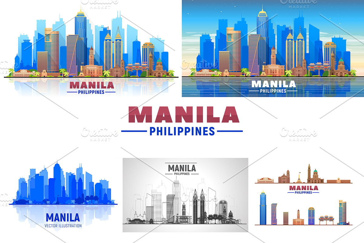 Manila Philippines vector skyline, an Illustration by Sky and glass (Photo 1 of 6)