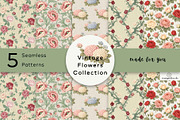 Vintage Flowers Pattern Bundle, a Pattern Graphic by irenepachadesign (Thumbnail 1 of 6)