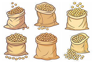 Six burlap sacks full vectors, an Object Graphic by Billah Hub