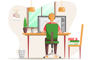 Graphic designer creating his, a Person Illustration by TopVector