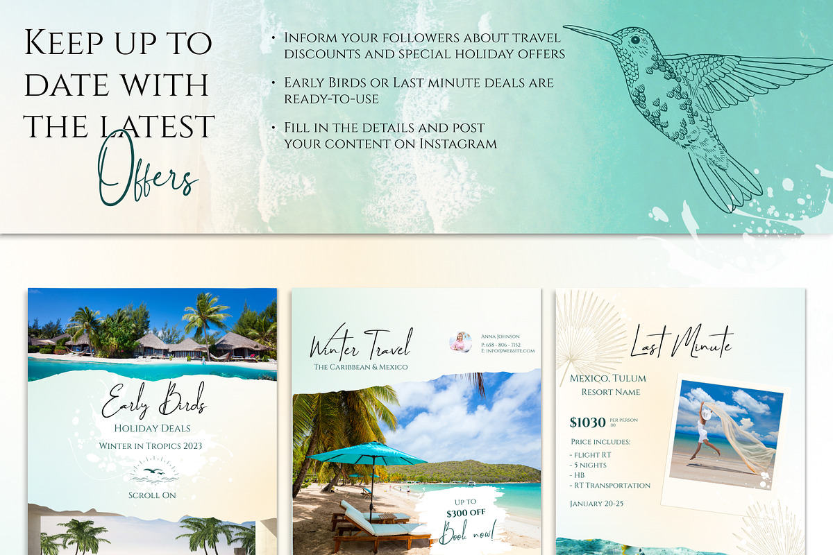 Travel Instagram Templates for Agent, a Social Media Template by Under My Cozy Roof (Photo 4 of 10)