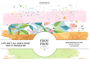Summer Gold Floral Brush Strokes