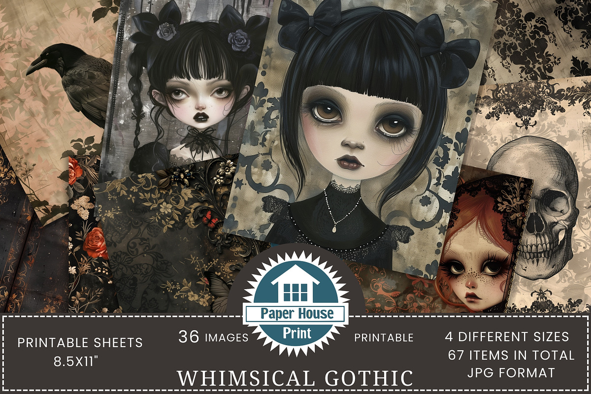 Whimsical Gothic Mixed Media Papers, an Illustration by NiiiNArt (Photo 1 of 8)