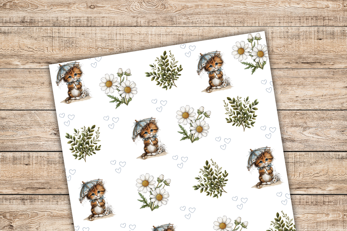 Cute cat digital paper pack,, a Pattern Graphic by Shabbypaperboutique (Photo 4 of 5)