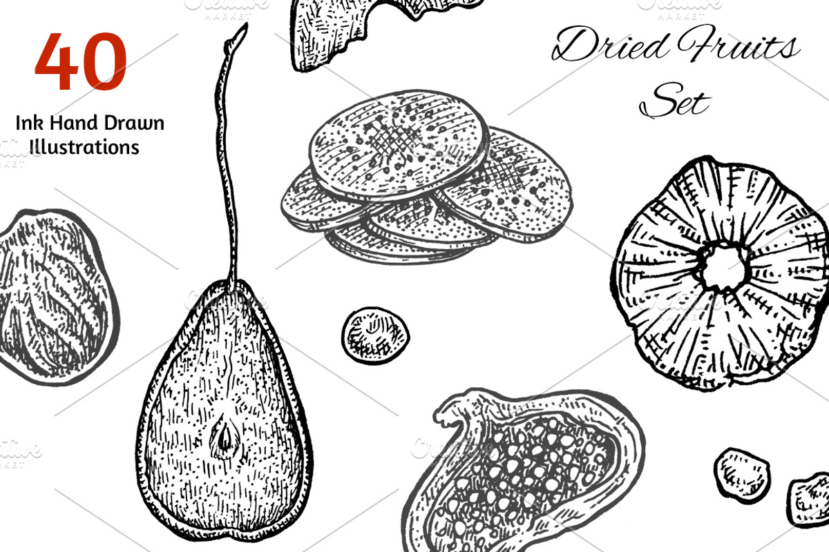 Dried Fruits Set, a Food Illustration by Eugenia Hauss Design (Photo 1 of 2)