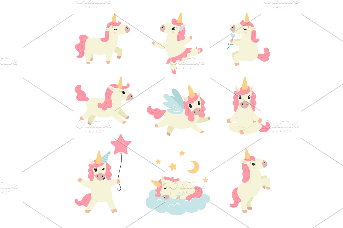 Funny unicorns. Unicorn various, an Animal Illustration by LadadikArt