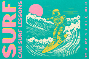 Surfing Skating Summer Illustrations