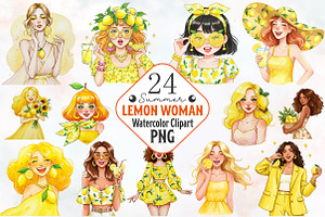 Summer Lemon Woman Clipart, an Illustration by RobertsArt