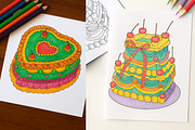 Printable Cake Colouring Pages, a Food Illustration by Saint aury Studio (Thumbnail 4 of 7)