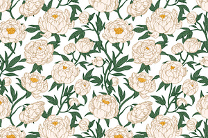 Peonies, Floral Seamless Patterns