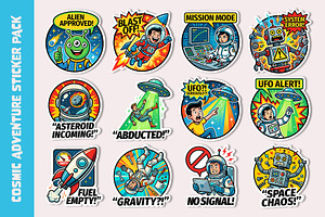 Cosmic Adventure Sticker Pack, a Person Illustration by Black Cat Studio