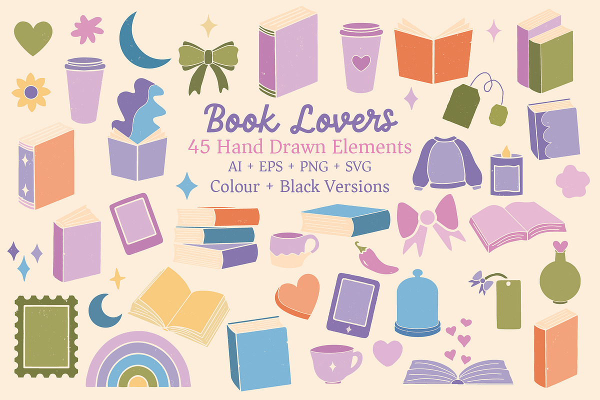 Book Lovers Cozy Reader Clipart, an Object Illustration by Ginny and Sam (Photo 1 of 11)
