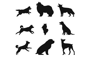Set of dog silhouettes. Black, an Animal Illustration by YummyBuum