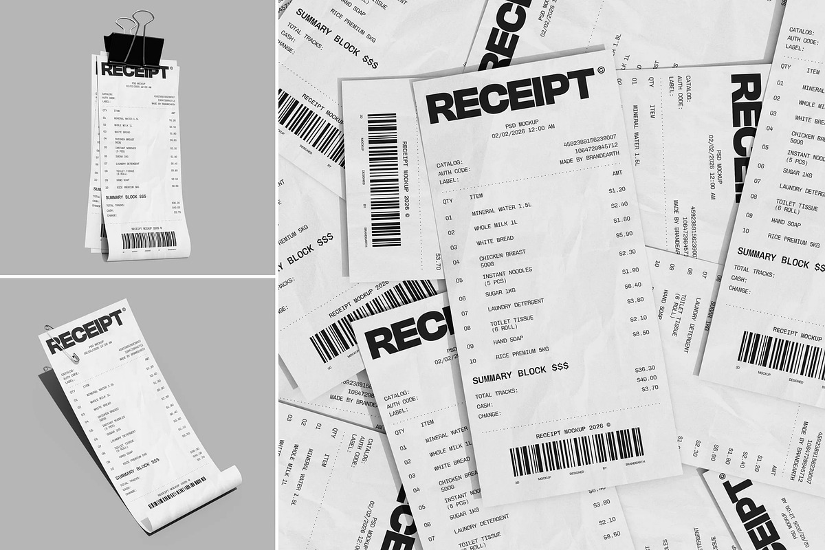 Receipt Mockup, an Advertising Mockup by Brand Earth (Photo 1 of 4)